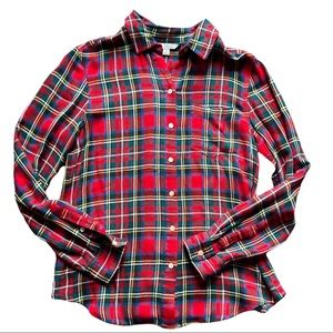L.L. Bean Signature soft plaid flannel shirt size small fall holiday S